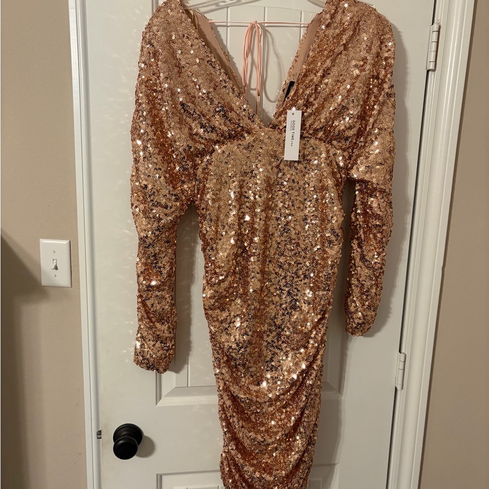 Sequin Long Sleeve Dress